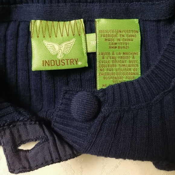 💧 vintage navy blue hollow long-sleeved cardigan - Picture 6 of 7